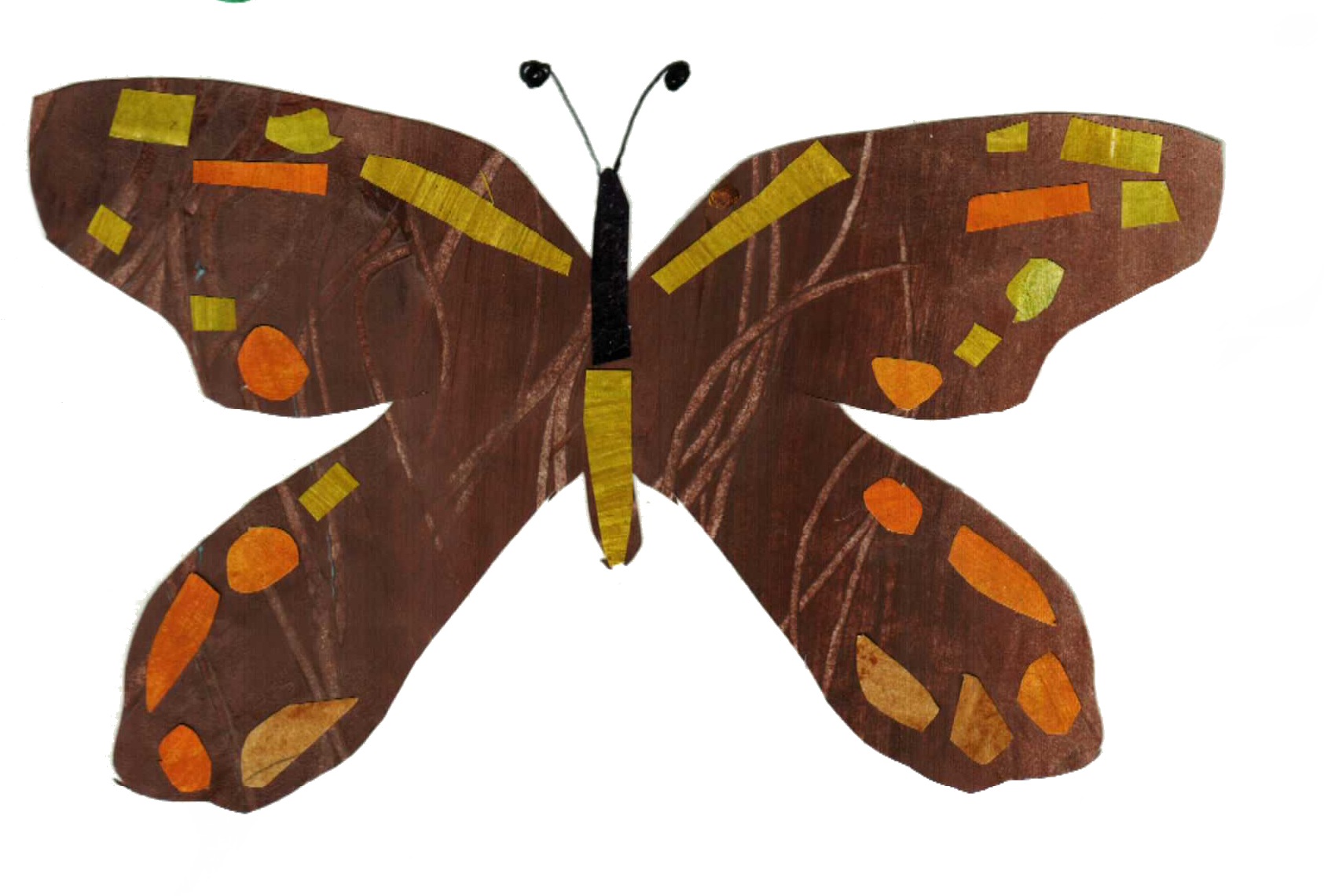 mixed media butterfly created with hand painted paper and collage style