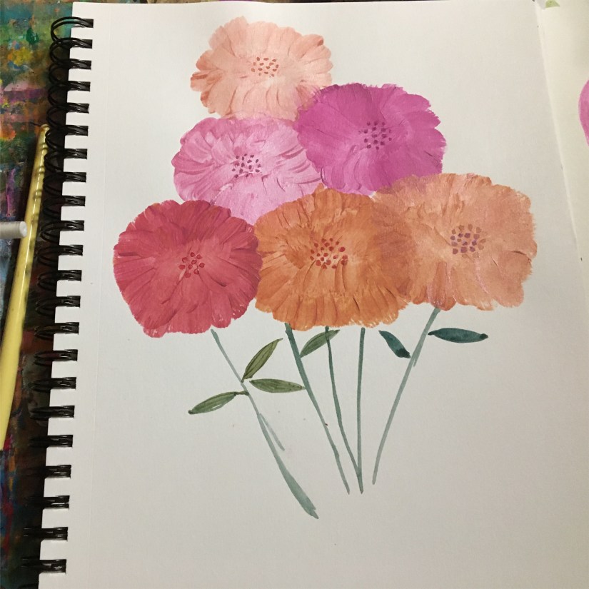 Shades of pink and orange blooms