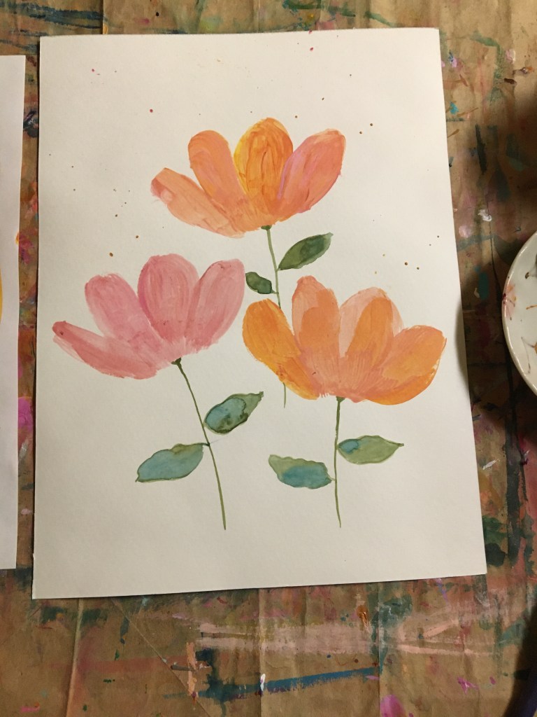 Three paper roll blooms