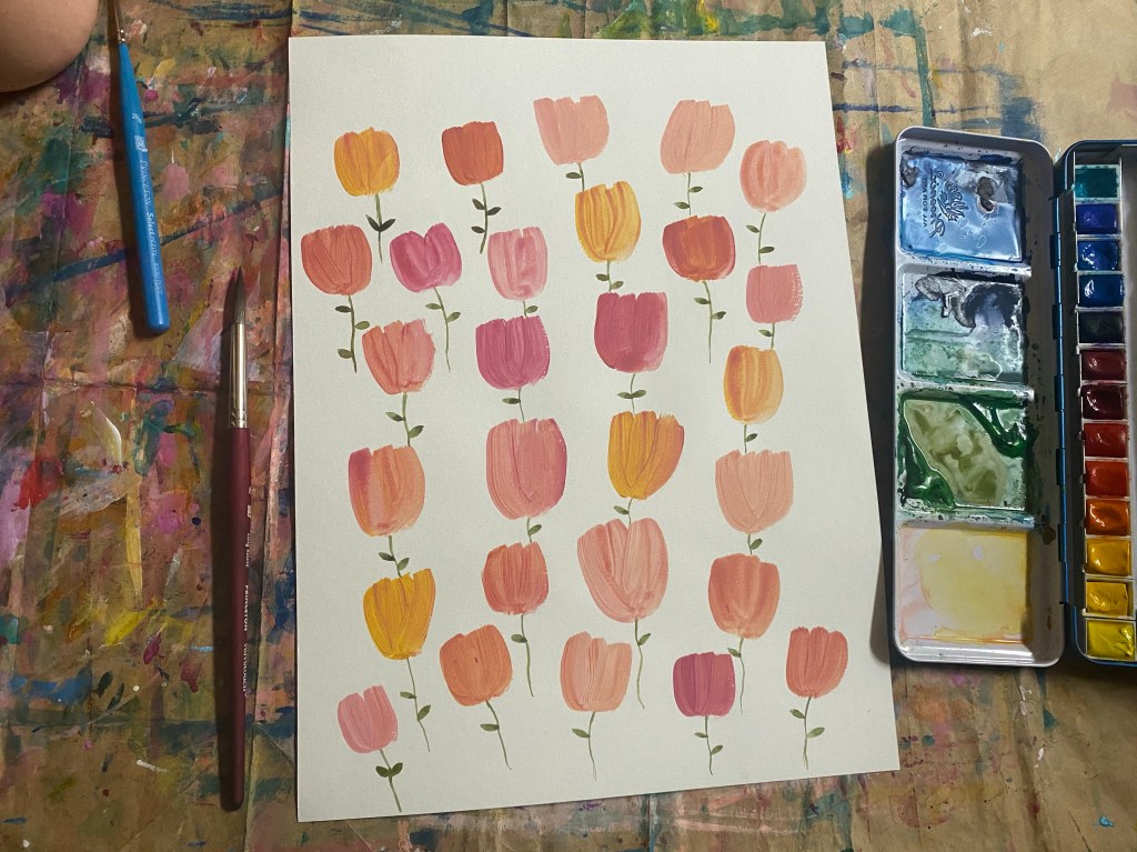 Fall flowers in all shades of orange with a little pink