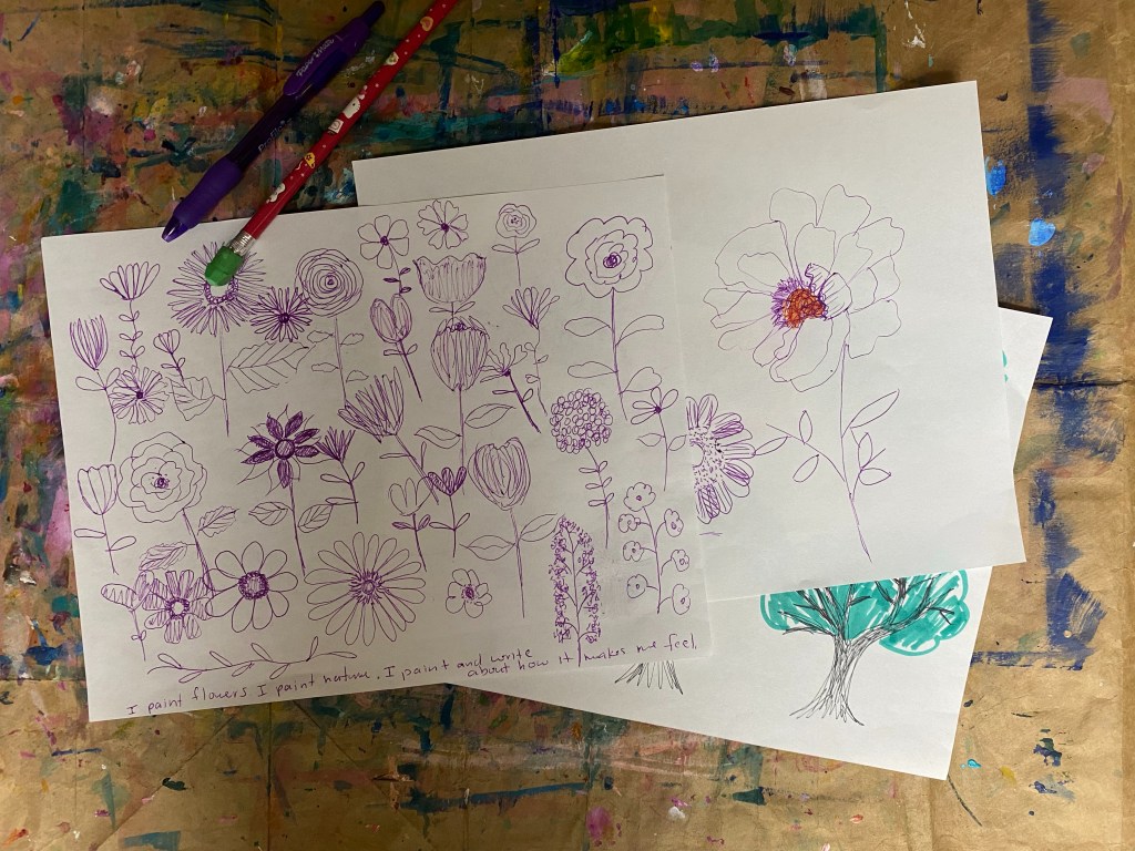 flowers doodles done with an ink pen