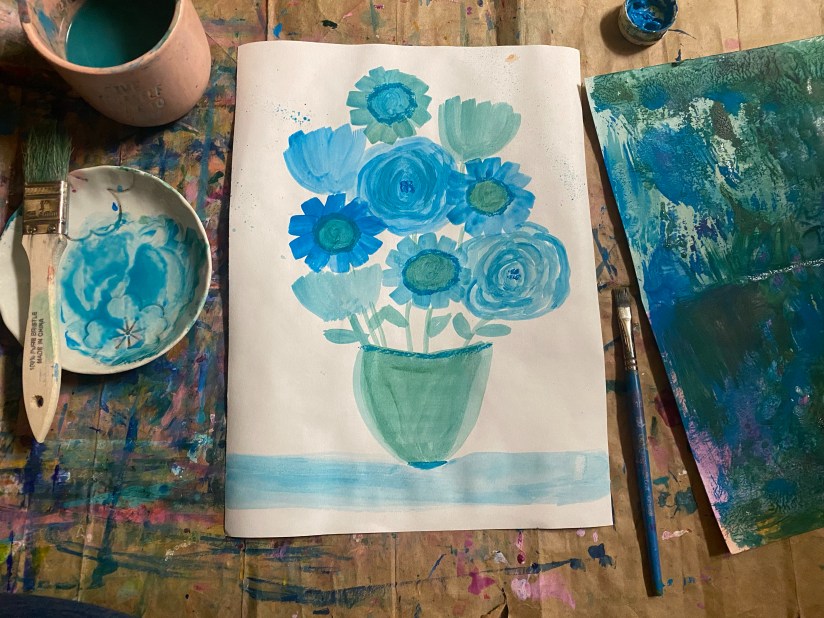 Blue Flowers in a Blue Vase