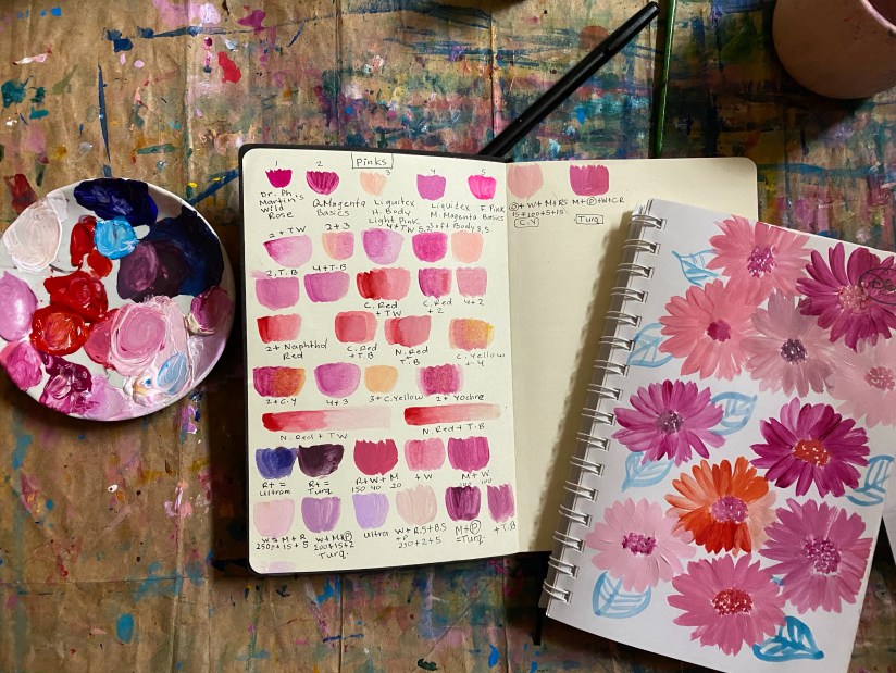 Mix pink in various tones