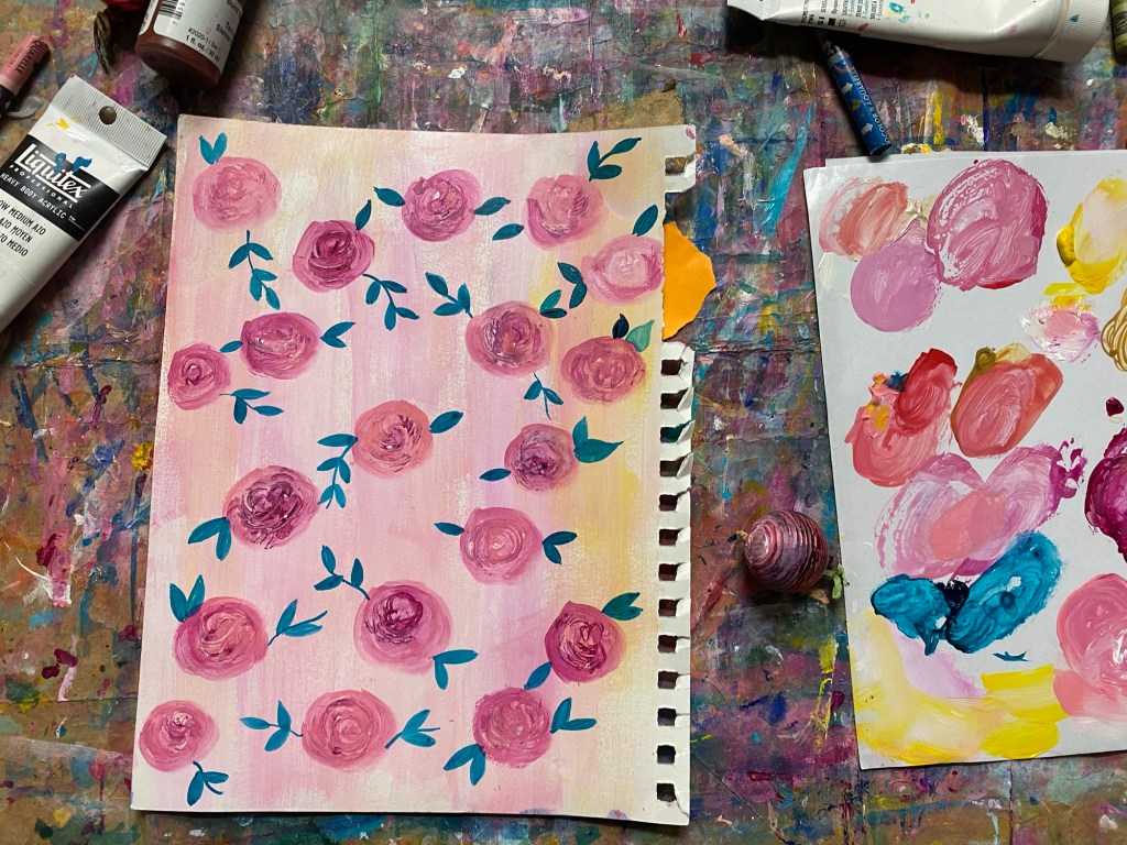 painting roses with an ornament