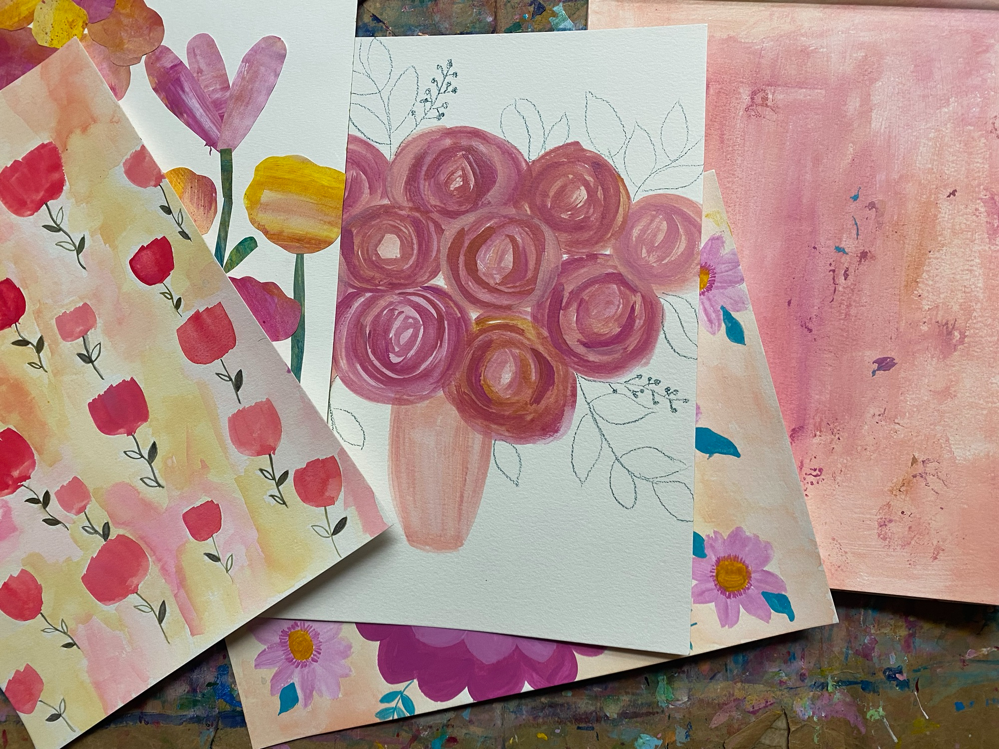 expressive flower paintimgs