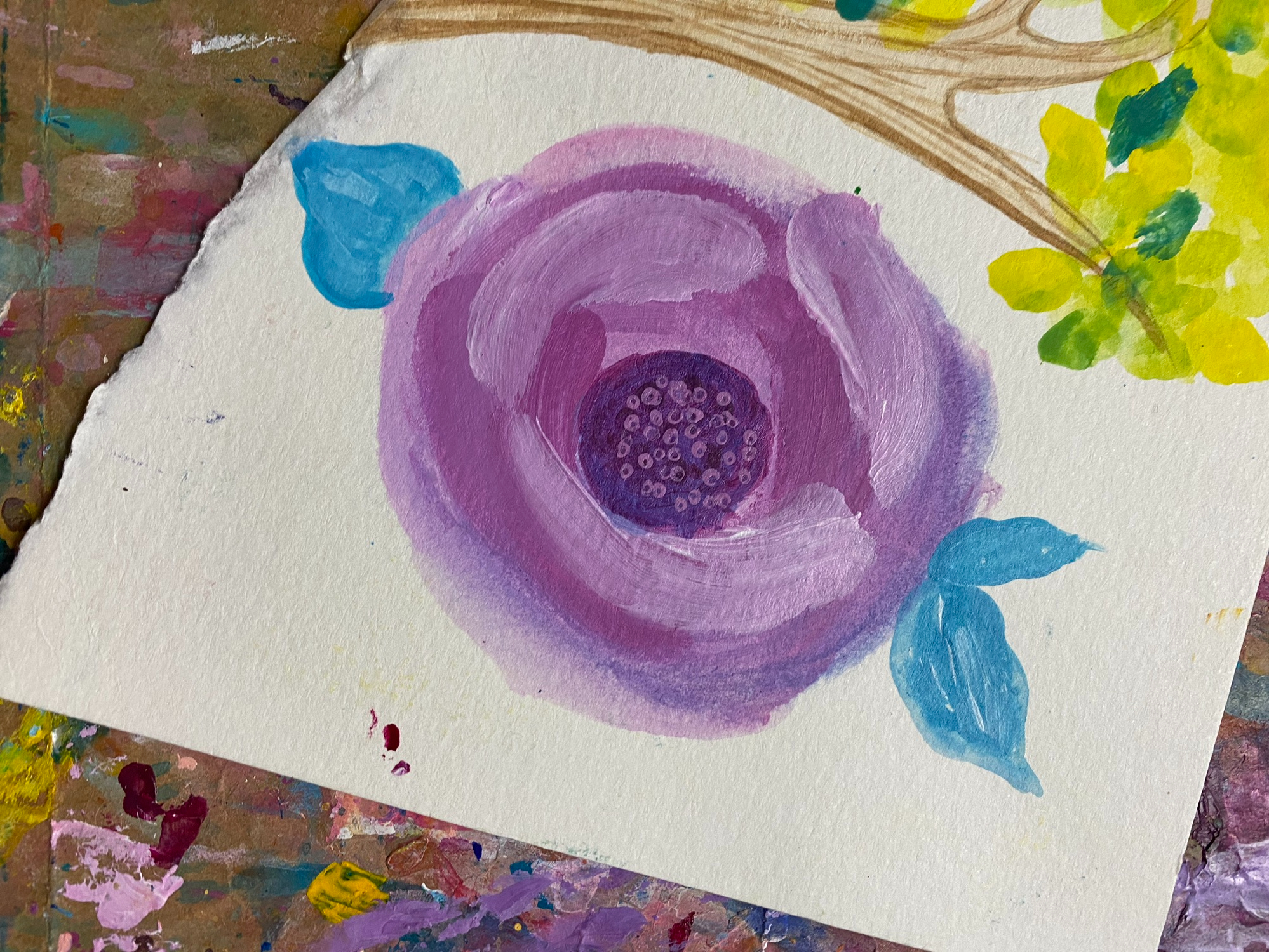 Lavender rose painted with acrylic paint