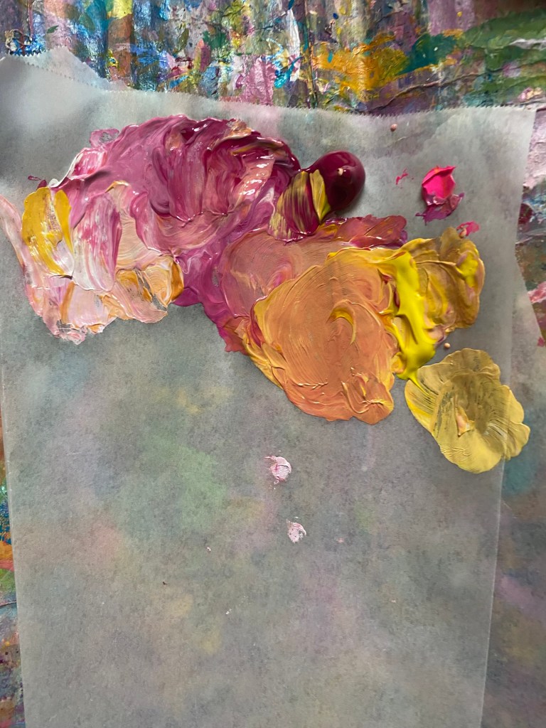 Using pink to mix various color swatches