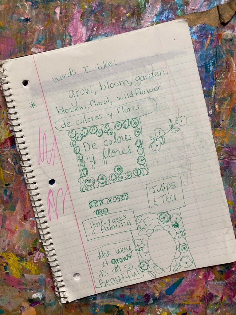 Pen sketches of flower messages for word art