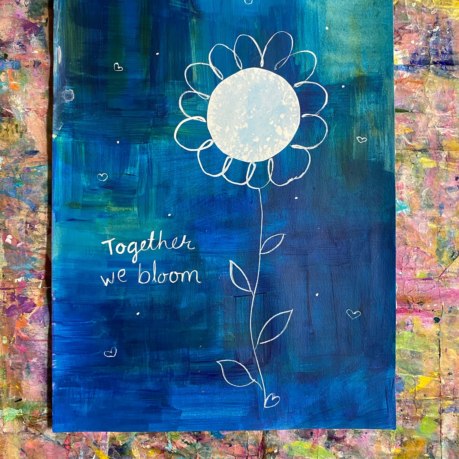 moon and stars together we bloom poster