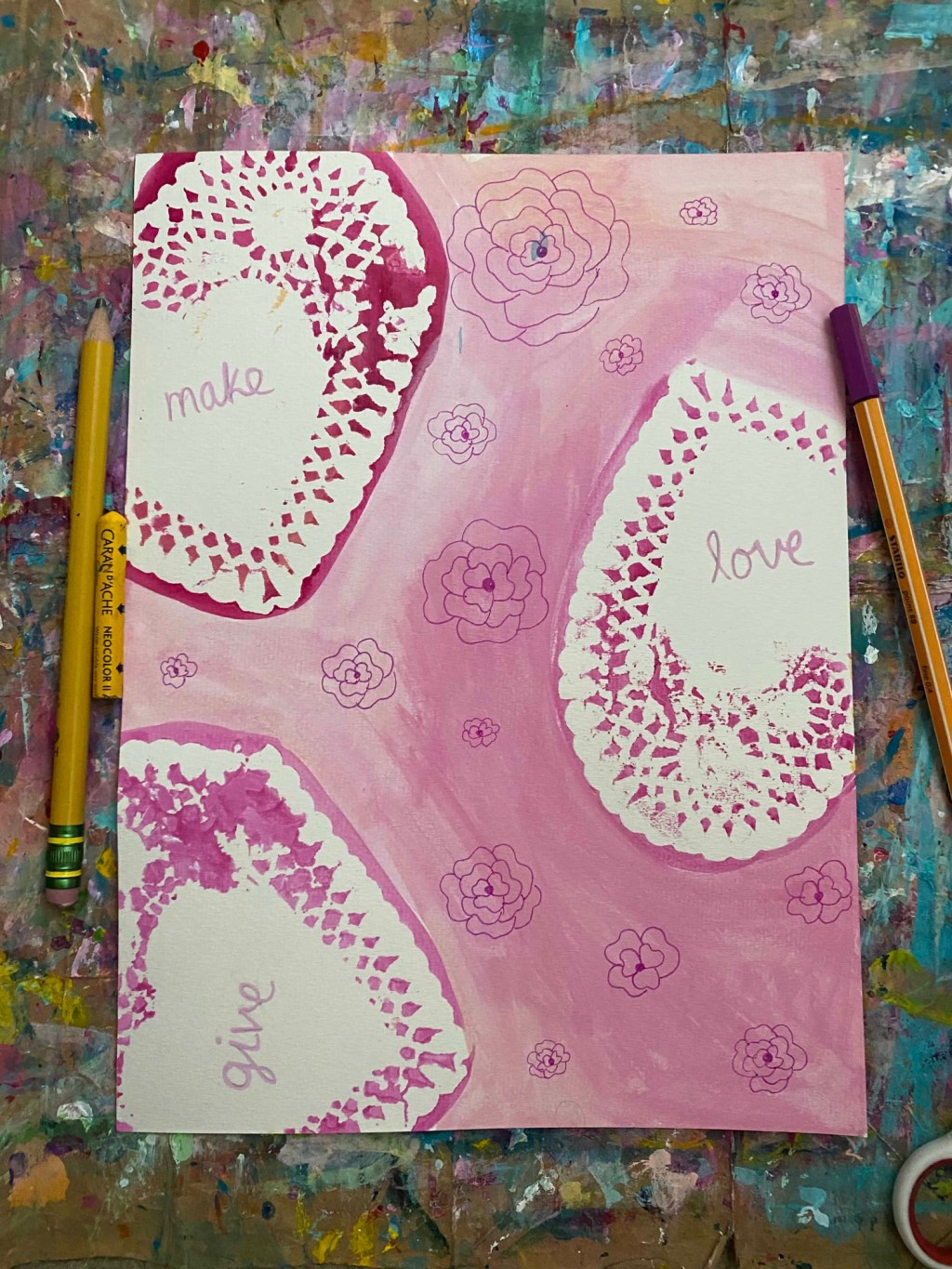 Creative Heart-Shaped Doily Stamping Tutorial