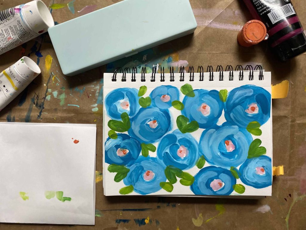 Finger Painting + Blue&nbsp;Flowers