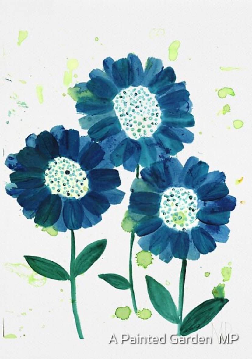 Cool Blue Flower Paintings