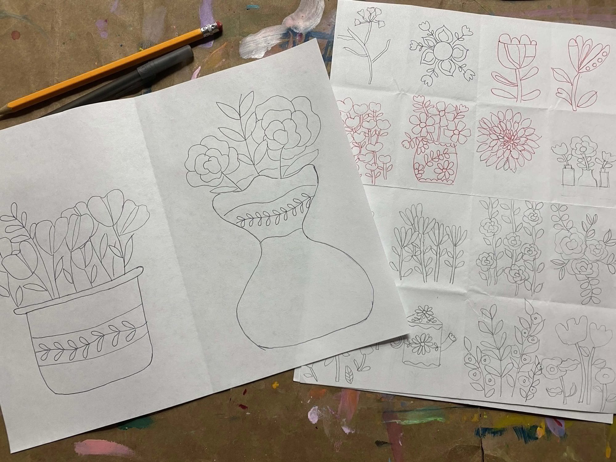 doodles from an abstract flower coloring book