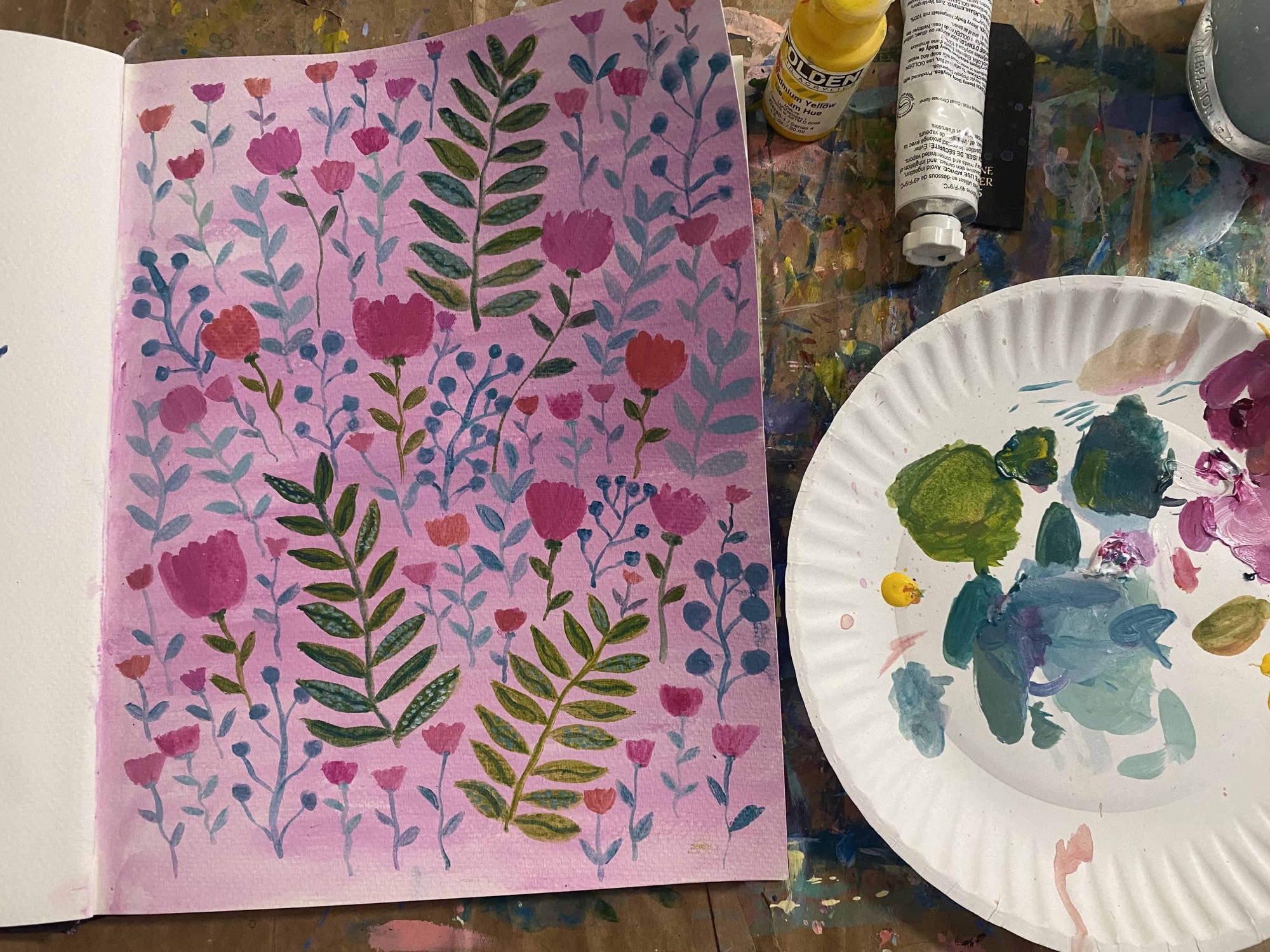 Pink Garden Breeze Flower Pattern